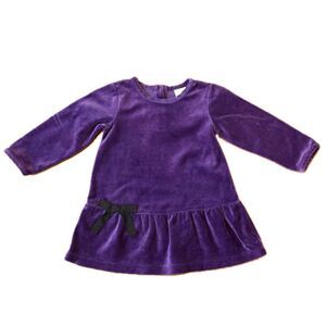 Hanna Andersson Purple Softest Velour dress 80cm/18-24m party holiday ruffle bow